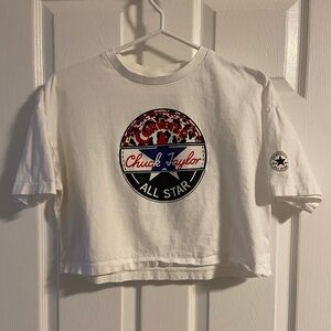 🦋 2/$20 Converse cropped leopard print logo tee